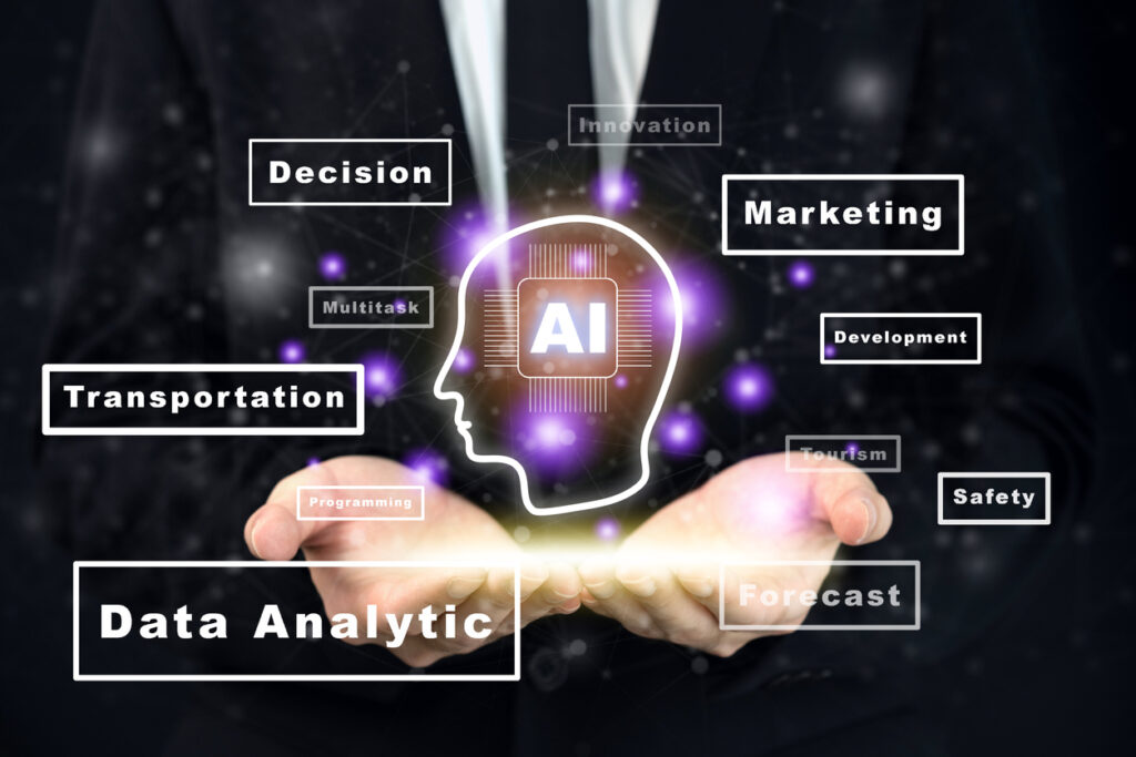 Concept-of-artificial-intelligence-or-AI-in-a-business-Unrecognizable-businessman-using-AI-or-machine-learning-for-business-analyzing-and-making-a-decision