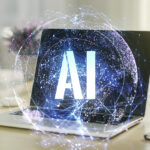 Creative-artificial-Intelligence-symbol-concept-with-modern-computer-on-background-Double-exposure