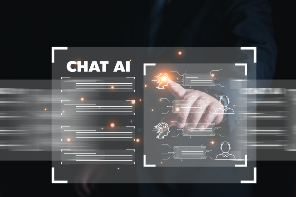 Chat-with-AI-Artificial-Intelligence-man-using-technology-smart-robot-AI-artificial-intelligence-by-enter-command-prompt-for-generates-something-Futuristic-technology-transformation