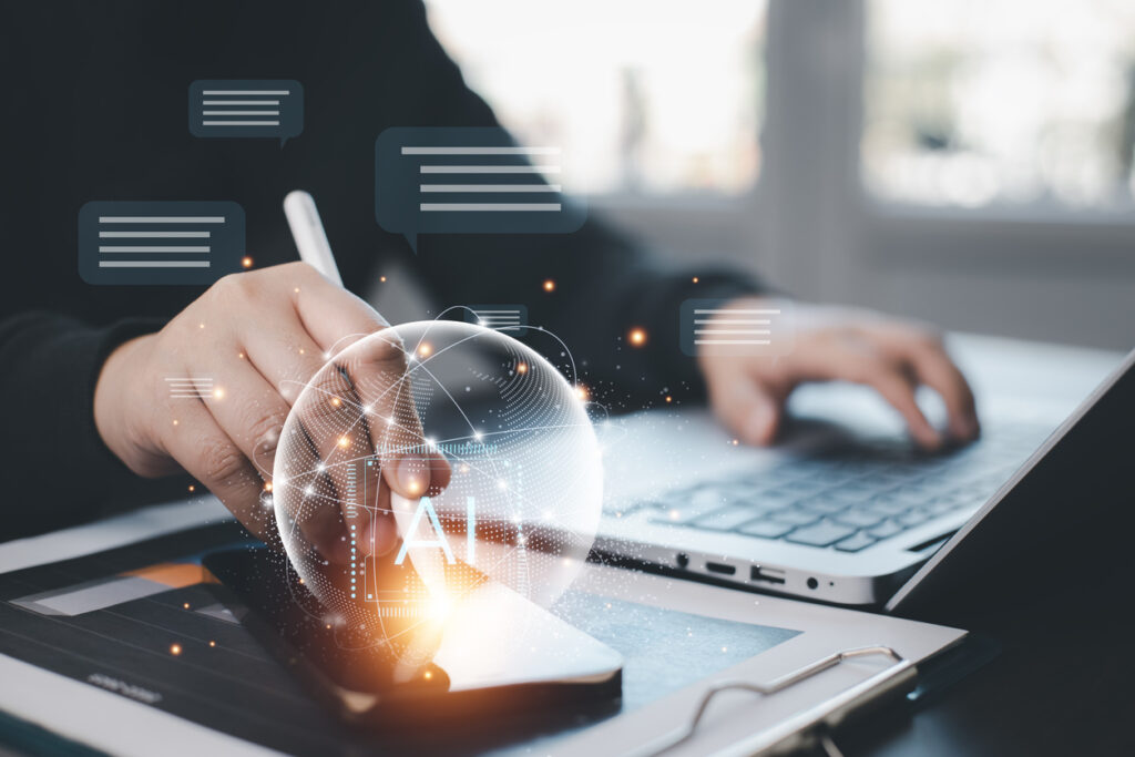 Programmer-people-working-laptops-and-touch-bar-Chat-bot-with-AI-Artificial-Intelligence-System-Artificial-intelligence-and-artificial-intelligence-chatbot-Digital-chatbot-Robot-application