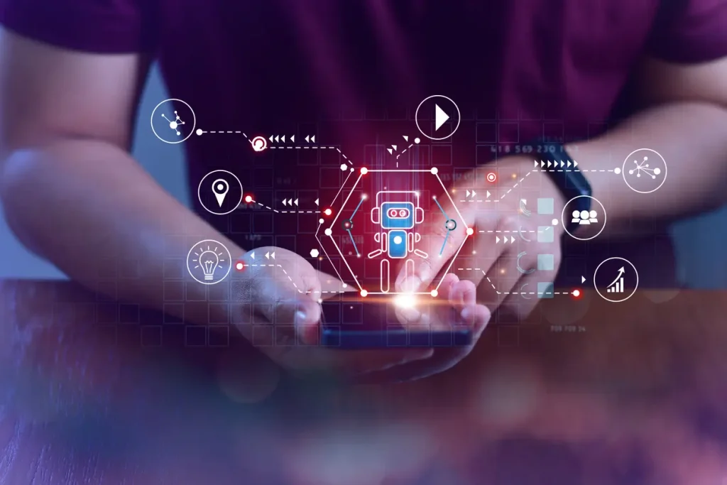 Businessman-chatting-with-a-smart-AI-or-artificial-intelligence-using-an-artificial-intelligence-chatbot-developed-by-Open-AI