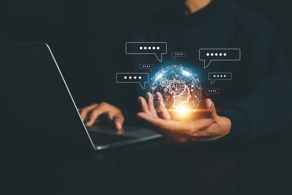 Chatbot-chat-AI-concept-artificial-intelligence-Businessman-using-AI-smart-robot-technology-inputting-commands-to-analyze-data-and-build-something-future-technology-changes