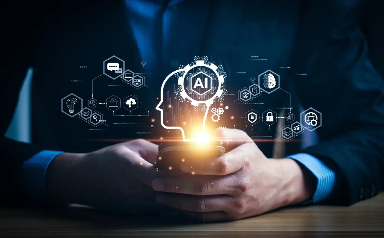 Businessman-touching-the-brain-working-of-Artificial-Intelligence-AI-Automation-Predictive-analytics-Customer-service-AI-powered-chatbot-analyze-customer-data-business-and-technology