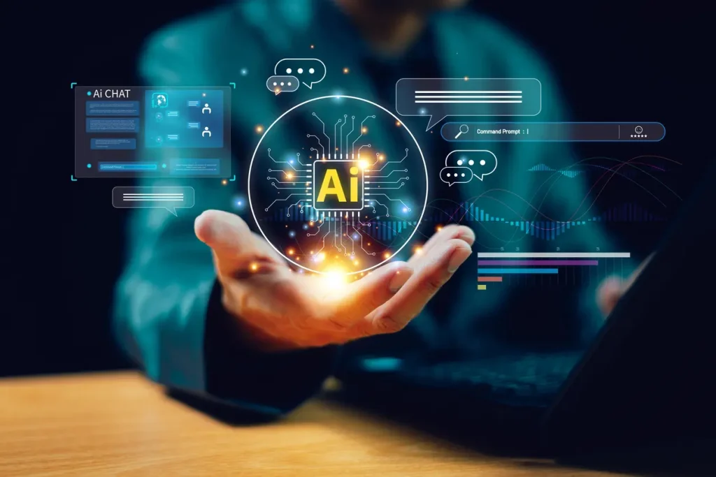 AI-artificial-intelligence-generate-or-analytics-software-computer-website-Businessman-use-expert-technology-AI-help-business-Chat-bot-Chat-AI-analysis-CRM-code-Big-data-tech-tool-background