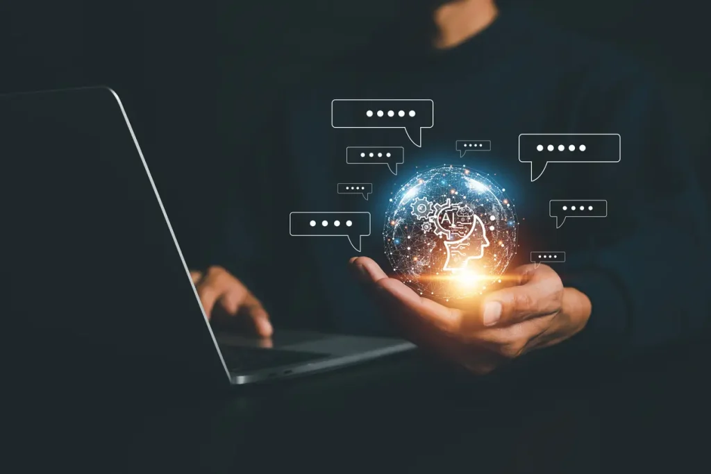 Chatbot-chat-AI-concept-artificial-intelligence-Businessman-using-AI-smart-robot-technology-inputting-commands-to-analyze-data-and-build-something-future-technology-changes