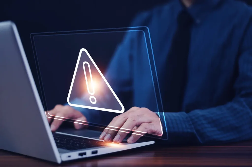 Cyber-security-and-cybercrime-System-hacked-warning-alert-on-Cyber-attack-on-computer-network-Virus-Spyware-Malware-or-Malicious-software