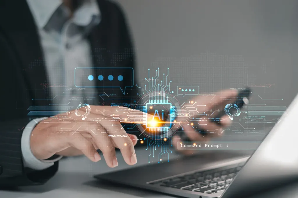 AI-technology-Businessman-using-laptop-and-touching-AI-tools-for-big-data-network-connection-by-use-command-prompt-for-generates-something