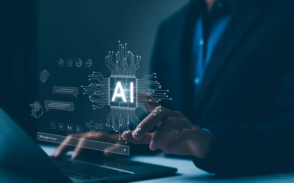 Chat-with-AI-or-Artificial-Intelligence-technology-Man-touching-chatting-virtual-with-an-intelligent-artificial-intelligence-asks-for-answers-he-wants-Smart-assistant-futuristic-Chatbot-Chat-ai