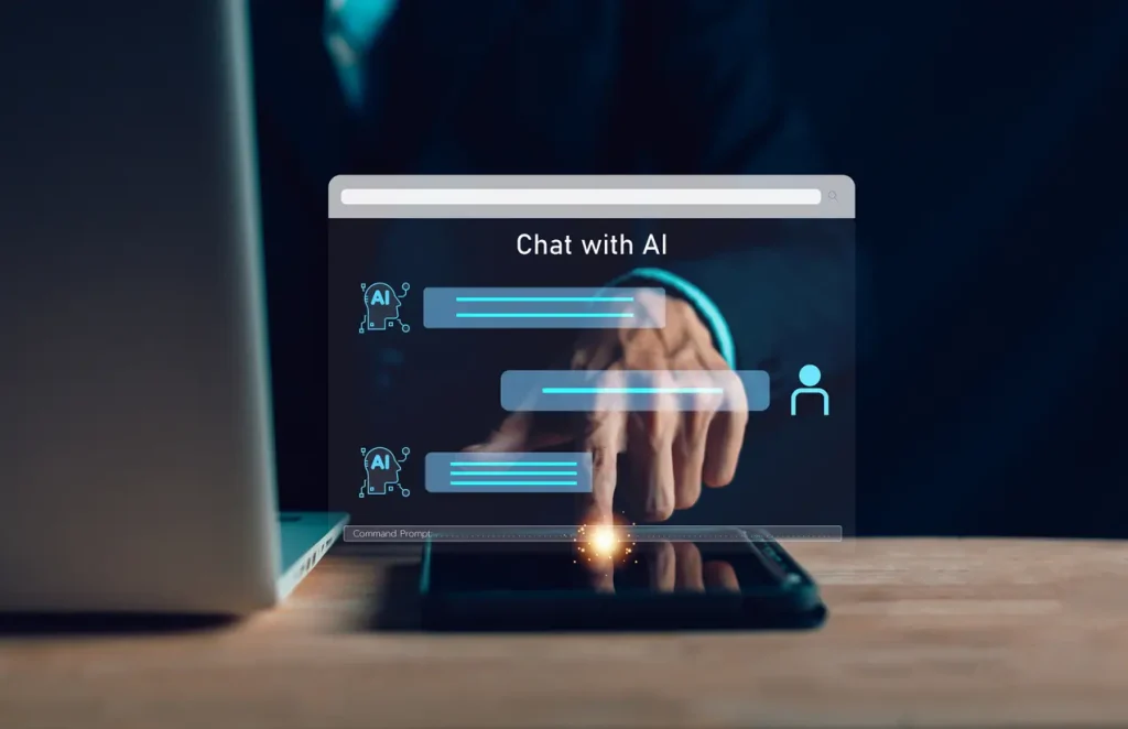 AI-Chatbot-Businessman-using-computer-with-artificial-intelligence-with-command-prompt-for-generate-Technology-links-information-digital-marketing-innovation-futuristic-big-data