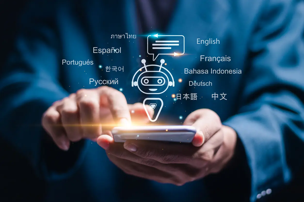 Automatic-translation-system-Person-use-mobile-smartphone-with-virtual-robot-for-artificial-intelligence-technology-helps-translate-languages